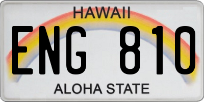 HI license plate ENG810