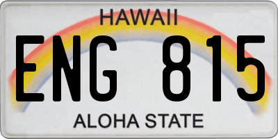 HI license plate ENG815