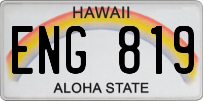 HI license plate ENG819