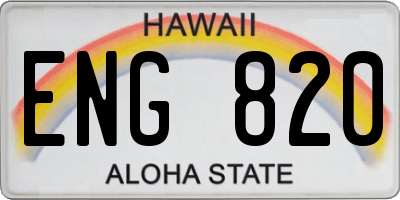 HI license plate ENG820