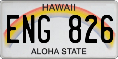 HI license plate ENG826