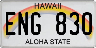 HI license plate ENG830
