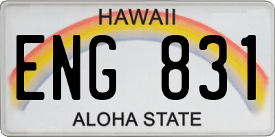 HI license plate ENG831