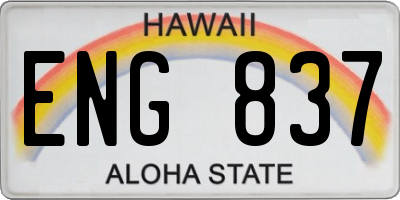 HI license plate ENG837