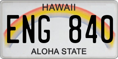 HI license plate ENG840