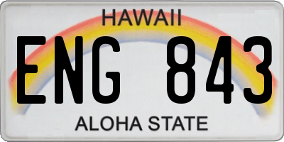 HI license plate ENG843