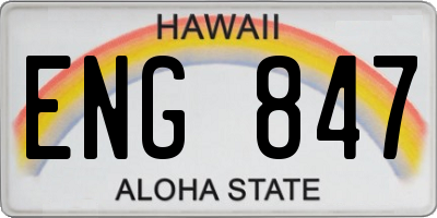 HI license plate ENG847