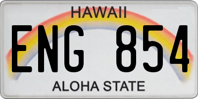 HI license plate ENG854
