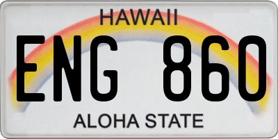 HI license plate ENG860