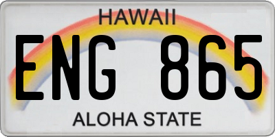 HI license plate ENG865