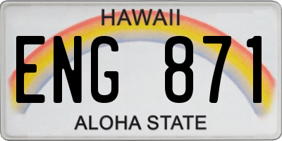 HI license plate ENG871