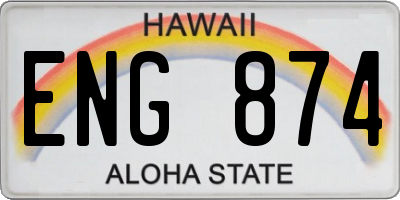 HI license plate ENG874