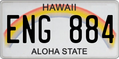 HI license plate ENG884