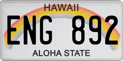 HI license plate ENG892