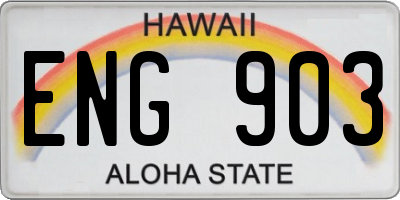 HI license plate ENG903
