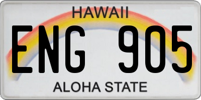 HI license plate ENG905