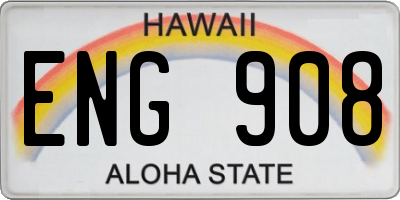 HI license plate ENG908