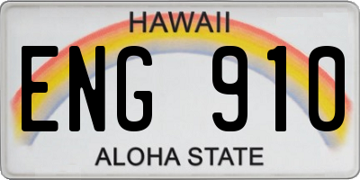 HI license plate ENG910