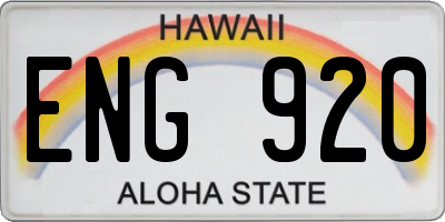 HI license plate ENG920