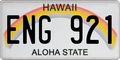 HI license plate ENG921