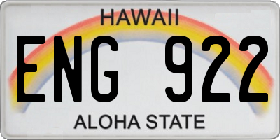 HI license plate ENG922