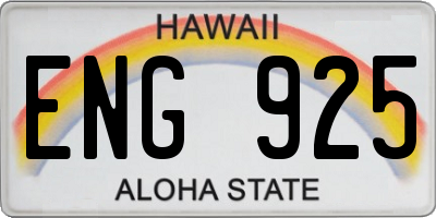 HI license plate ENG925