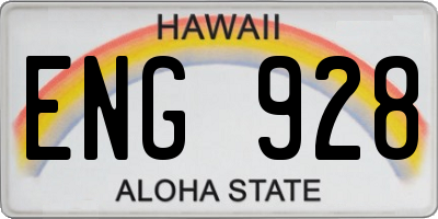 HI license plate ENG928