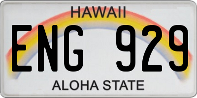 HI license plate ENG929