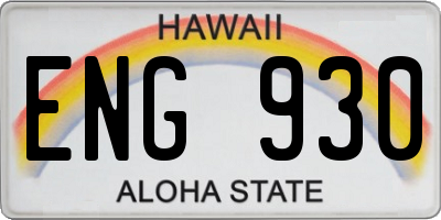 HI license plate ENG930