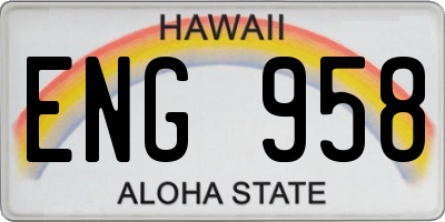 HI license plate ENG958