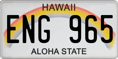 HI license plate ENG965