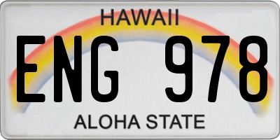 HI license plate ENG978