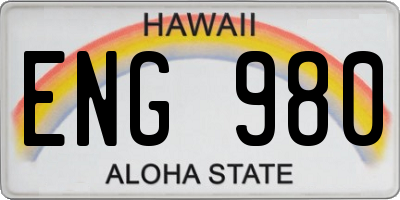 HI license plate ENG980
