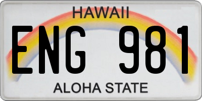 HI license plate ENG981