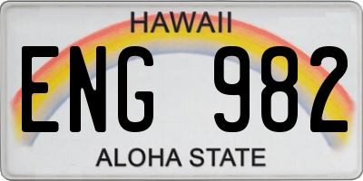 HI license plate ENG982