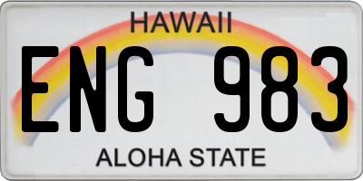 HI license plate ENG983