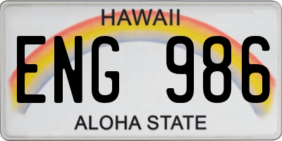 HI license plate ENG986