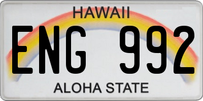 HI license plate ENG992