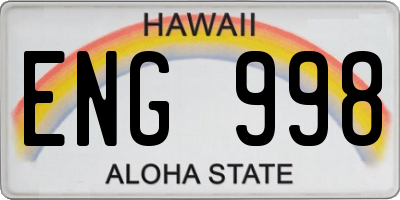 HI license plate ENG998