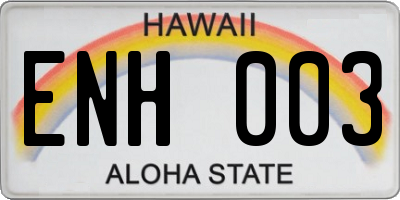 HI license plate ENH003