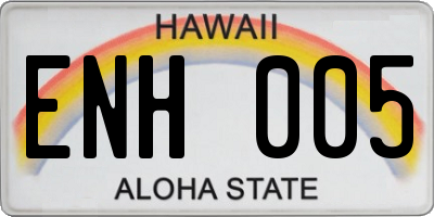 HI license plate ENH005