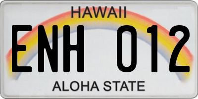 HI license plate ENH012
