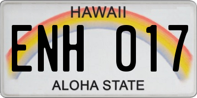 HI license plate ENH017