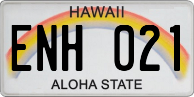 HI license plate ENH021