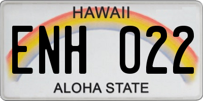 HI license plate ENH022