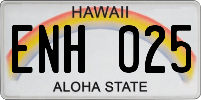 HI license plate ENH025