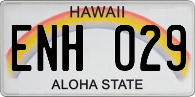 HI license plate ENH029
