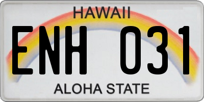 HI license plate ENH031