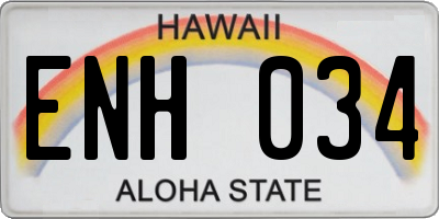 HI license plate ENH034