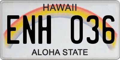 HI license plate ENH036